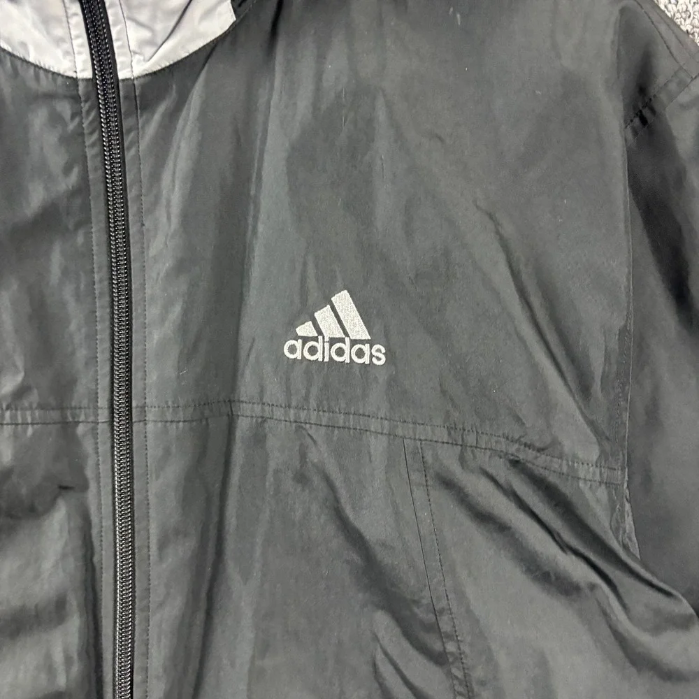 Vintage Y2K Boxy Adidas Embroidered Lightweight Track Jacket Black Gray Medium